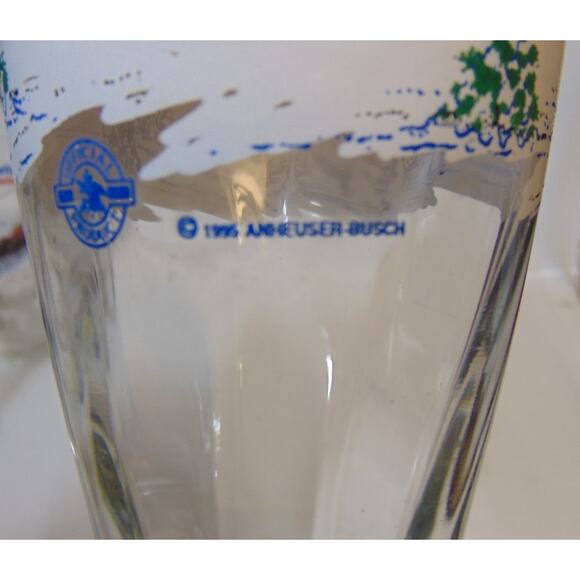 Vintage Pilsner Beer Glasses 1995 Budweiser Winter Clydesdales Set Of 6 Box Rare - Picture 10 of 14